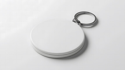  Blank Round Keychain Mockup Hanging on Chain