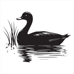 silhouette of a duck,bird, swan, animal, duck, goose, illustration, vector, silhouette, nature, cartoon, water, beak, icon, black, wild, lake, drawing, wildlife, birds, design, feather, love, art, sym
