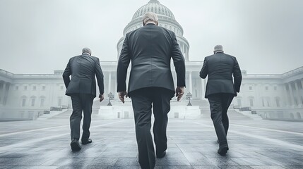 Fototapeta premium Group of professional politicians walking towards the US Capitol building in Washington DC