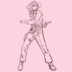 girl with a gun vector for card decoration illustration