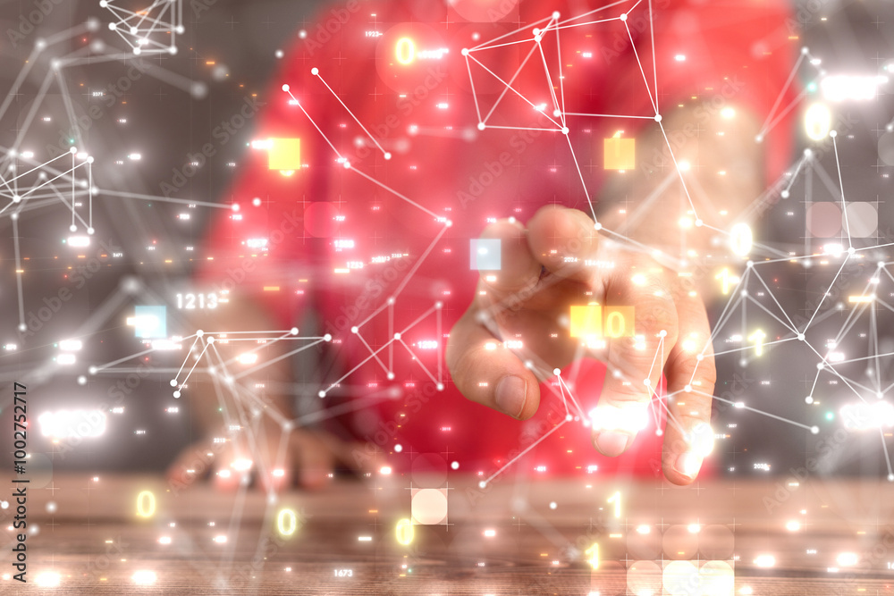 Aufkleber neural network 3d illustration. big data and cybersecurity