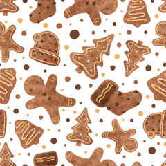 Joyful Winter and Christmas Seamless Pattern