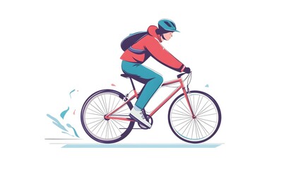 Fototapeta premium Energetic cyclist riding bicycle on urban road for fitness and transportation