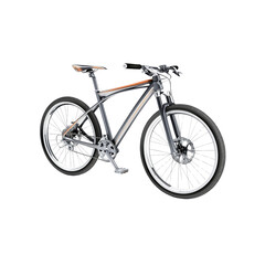 Modern Mountain Bike with Disc Brakes and Orange Accents