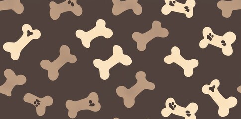 Stylish modern dogs paw doodle Seamless pattern isolated dark brown wallpaper