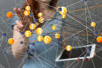 Abstract network of physical devices on the Internet using a network connection with statistics...