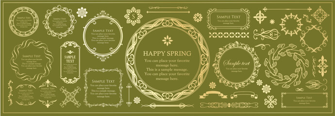 クリスマスのフレームデザインセット