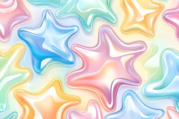 Obraz premium a colorful and abstract pattern featuring star shapes. These stars have a glossy, almost liquid-like appearance with a smooth and shiny texture