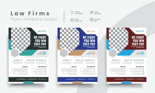 Professional corporate law firm flyer for lawyer brand identity promotion. Modern lawyer flyer or attorney flyer with marketing layout. Vol - 13