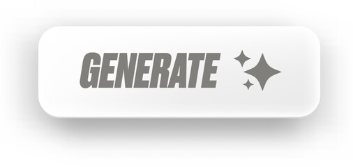AI generated white paper style button for artificial intelligence generate app vector design. Artificial intelligence generate button for web application and AI generation online tool UI