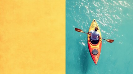 Aerial view of a kayak in water