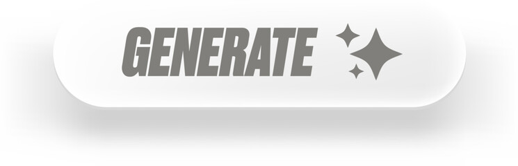 AI generated white paper style button for artificial intelligence generate app vector design. Artificial intelligence generate button for web application and AI generation online tool UI