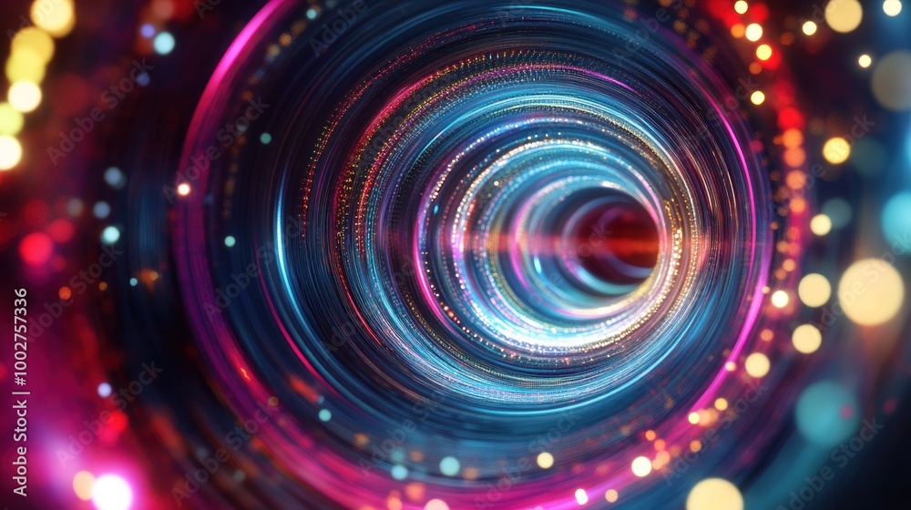 Wall mural abstract swirl of light with bokeh.