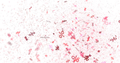 Blurred sale percent rain background. 3d