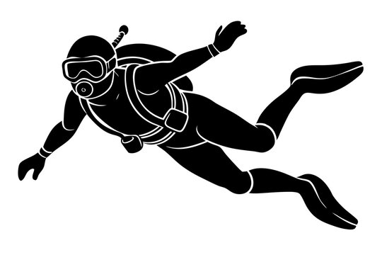 recommend clip art: scuba diving  silhouette vector illustration