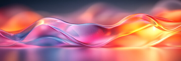 Fototapeta premium Abstract glowing waves in pink, blue, and orange