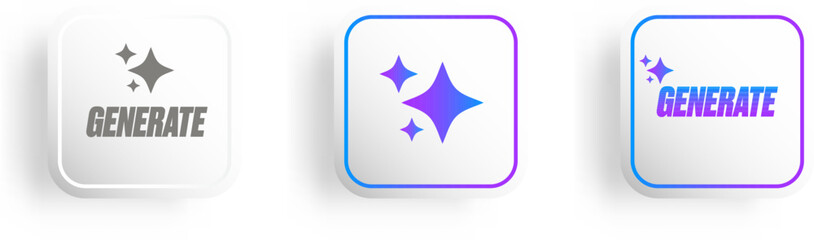 AI generated white paper style button for artificial intelligence generate app vector design. Artificial intelligence generate button for web application and AI generation online tool UI