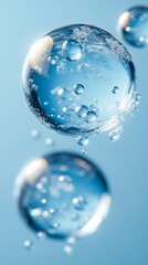 A close up of water bubbles floating in the air