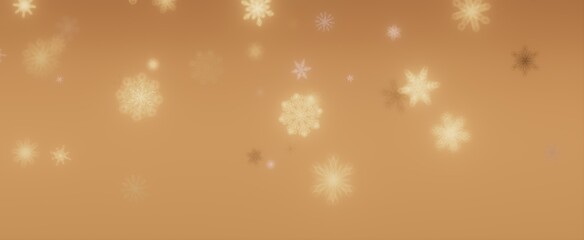 Falling Snowflakes on a Golden Background