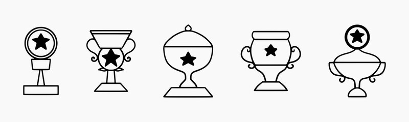 Minimalist Trophy Line Icon Set for Awards, Sports, and Achievements – Perfect for Education, Competitions, and Recognition