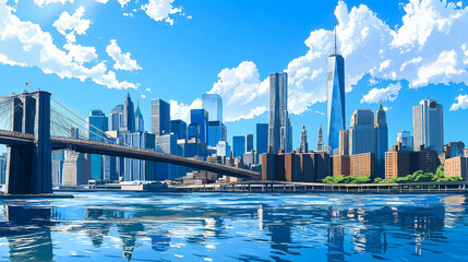 Fototapeta premium Cityscape Skyline with Urban Park in Daylight