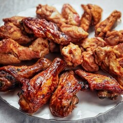 barbecue and fry chicken wings and chicken legs 