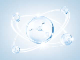 Cosmetic serum. Skin care vitamin bubble. Collagen serum drop. Cosmetic essence or moisturizer. Concept skin care cosmetics solution. Vector illustration © Vector_Artist