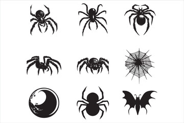 Creepy Spider Silhouettes and Webs