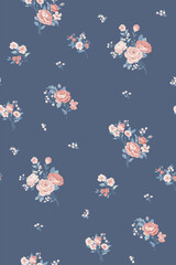 Seamless spring vector pattern with floral roses motif for dress fabric