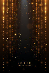 Golden light sparks on black background