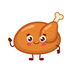 Obraz premium Turkey Meat Food Eat Meal Cuisine Animation Kawaii Character 