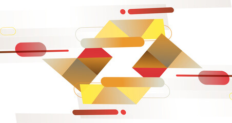 Abstract Composition of Geometric Shapes in Warm Colors