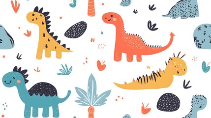 Cute and Playful Dinosaur Pattern for Nursery and Kids Design