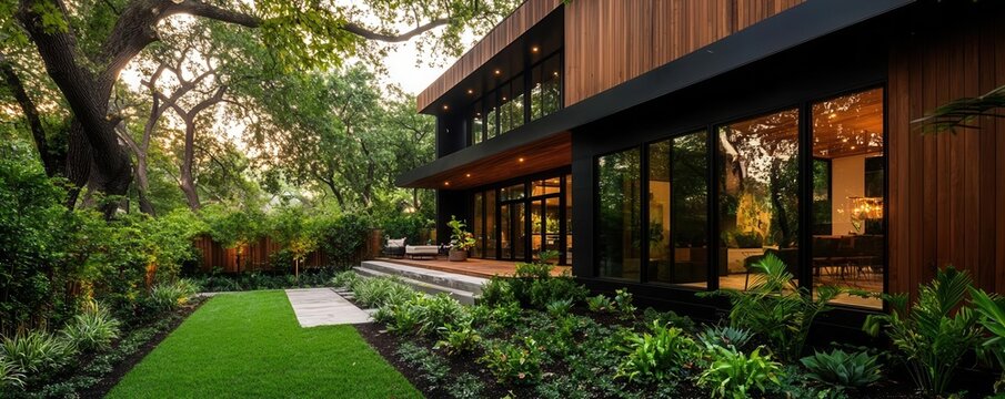 AI designing personalized home exteriors, sleek, modern, and sustainable