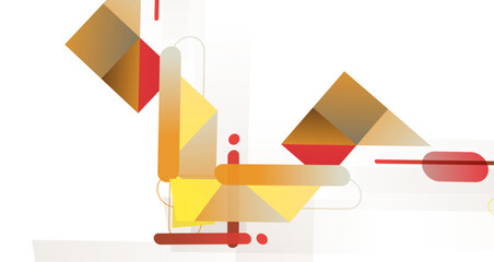 Abstract Composition of Geometric Shapes in Warm Colors