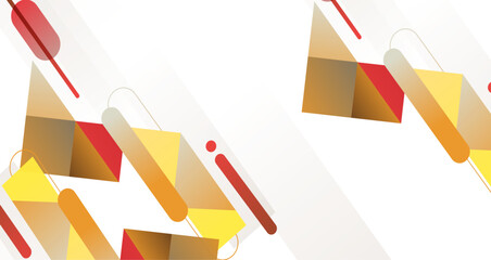 Abstract Composition of Geometric Shapes in Warm Colors