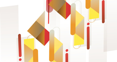 Abstract Composition of Geometric Shapes in Warm Colors