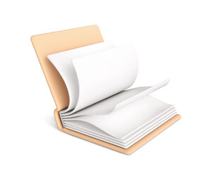 3D realistic open book isolated on white background. 3d book icon. Vector illustration