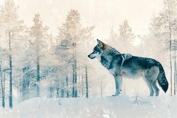 Obraz premium Serene Wolf in Winter Landscape