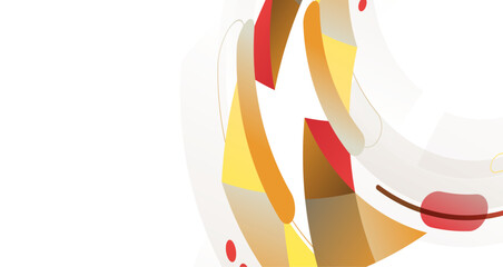 Geometric shapes in vibrant warm colors, creating a visually engaging and dynamic composition