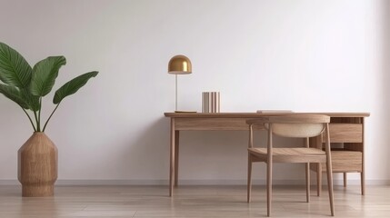 The interior of a modern home office mockup, rendered in 3D