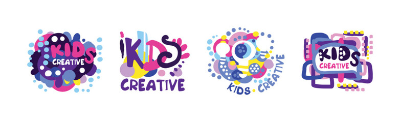 Kid Creative Colorful Purple Graphic Design Vector Set