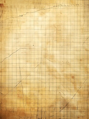 Fototapeta premium Beige graph paper texture with brown gridlines, creases, worn. Close-up