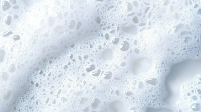 Soap foam moving in grey background, natural shampoo white bubbles motion, slow motion, 8K downscale, 4K.