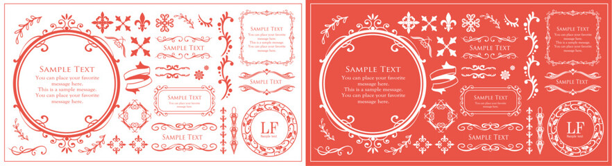 クリスマスモチーフのフレームデザインセット。ゴージャスでエレガントなデザイン素材
