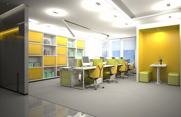 3d render of modern working office