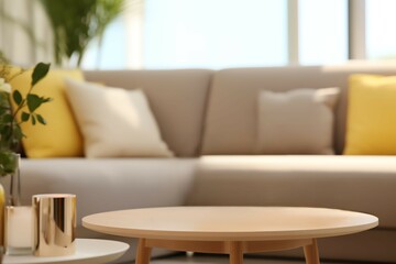 Cozy living room setting featuring a stylish coffee table, soft cushions, and a bright, welcoming atmosphere.