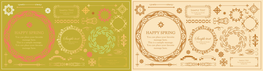 クリスマスモチーフのフレームデザインセット。ゴージャスでエレガントなデザイン素材
