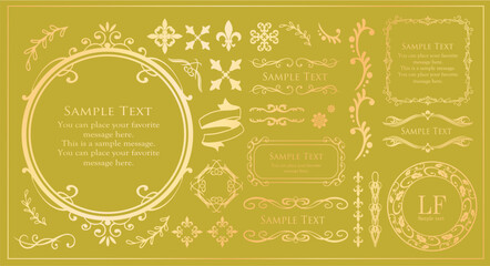 クリスマスモチーフのフレームデザインセット。ゴージャスでエレガントなデザイン素材
