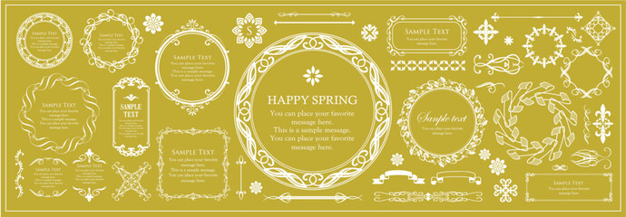 クリスマスモチーフのフレームデザインセット。ゴージャスでエレガントなデザイン素材
